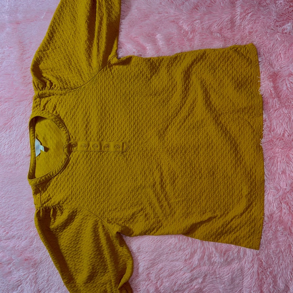 Time and Tru Mustard Button-Up Blouse - Picture 3 of 3